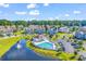 Aerial view highlighting the community pool, clubhouse, and surrounding residences at 447 Mahogany Dr. # 102, Murrells Inlet, SC 29576