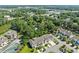 Aerial view of townhomes surrounded by lush trees, near a tennis court and a pond at 468 Papyrus Circle # 468, Little River, SC 29566