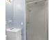 Bathroom featuring shower stall, modern sink and light blue walls at 5 Dogwood St., Hemingway, SC 29554