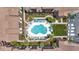 Aerial view of pool and complex, beautifully landscaped grounds offering a perfect vacation retreat at 5515 North Ocean Blvd. # 308, Myrtle Beach, SC 29577