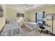 Bedroom with two twin beds, yellow walls, white furniture, and a ceiling fan at 6253 Catalina Dr. # 1824, North Myrtle Beach, SC 29582