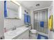 Bright bathroom with a shower, toilet, and sink, providing essential functionality at 7601 N Ocean Blvd. # 3-B, Myrtle Beach, SC 29572