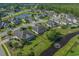 Aerial view showcasing residential homes with lush landscaping, serene ponds, and manicured lawns at 8708 Coosaw Ct., Myrtle Beach, SC 29577