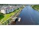 Scenic aerial view of waterfront condos, private docks, and waterway access at 901 W Port Dr. # 2114, North Myrtle Beach, SC 29582