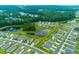 An aerial view shows the neighborhood's well-maintained lawns and landscaping around the houses and ponds at 964 Irving Dr., Little River, SC 29566