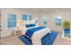 Bedroom features a plush blue rug, wood floors, and lots of natural light at 1054 East Isle Of Palms Ave., Myrtle Beach, SC 29579