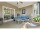 Relaxing screened-in patio with comfortable furniture and view of the green backyard at 116 Kingsbury Loop # C, Conway, SC 29526