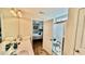 Bright bathroom featuring double sinks, tile floors and a walk-in shower with seating at 1300 Ruddy Ct., Conway, SC 29527