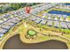 A bird's eye view of the property highlighting its proximity to a scenic lake and golf area at 1360 Littleleaf Loop, North Myrtle Beach, SC 29582