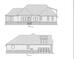 Blueprint elevation of the rear of the home shows window placement and roof lines at 140 Pottery Landing Dr., Conway, SC 29527
