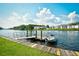 Picturesque dock with boat and lift on a serene river, showcasing waterfront community charm at 1425 Teague Rd. # 203, Myrtle Beach, SC 29577