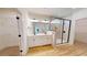 Bathroom featuring double sinks, modern lighting, and a spacious glass shower at 1464 Hawthorn Dr., Pawleys Island, SC 29585