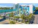 Aerial view of resort featuring outdoor waterpark with colorful slides surrounded by palms at 1501 S Ocean Blvd. # 639, Myrtle Beach, SC 29577