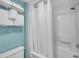 Bathroom with a shower and bathtub combination, complete with fresh towels and a shower curtain at 1501 S Ocean Blvd. # 639, Myrtle Beach, SC 29577