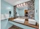 Stylish bathroom featuring a rectangular sink, granite countertop, and textured tile backsplash at 1501 S Ocean Blvd. # 639, Myrtle Beach, SC 29577