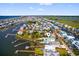 Expansive aerial view of coastal houses, waterways, and the ocean showcasing a charming seaside community at 1510 North Shore Dr, Sunset Beach, NC 28468