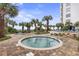 Hot tub surrounded by tropical palms, creating a relaxing poolside retreat at 1605 S Ocean Blvd. # 208, Myrtle Beach, SC 29577