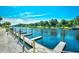 Scenic view of the community dock on the water with lush green surroundings under a bright blue sky at 2180 Waterview Dr. # 1013, North Myrtle Beach, SC 29582