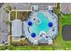 Stunning aerial view of the community pool, showcasing its layout and amenities at 2438 Polaris Path, Myrtle Beach, SC 29577