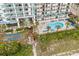 Aerial view of the building with pool and beach access at 2504 N Ocean Blvd. # 1936, Myrtle Beach, SC 29577