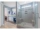Modern bathroom with a glass-enclosed shower and a double sink vanity at 2783 Sanctuary Blvd., Conway, SC 29526