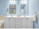 Bathroom with double sinks, white cabinets, and a neutral color scheme at 431 Huntington Lake Circle # 80, Pawleys Island, SC 29585