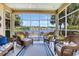 Relaxing sunroom with wicker seating and stunning views of the lake at 431 Huntington Lake Circle # 80, Pawleys Island, SC 29585