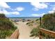 Beach access with wooden walkway, sand, vegetation, and ocean view at 5404 N Ocean Blvd. # 11-D, North Myrtle Beach, SC 29582