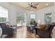 Cozy sunroom with hardwood floors, comfortable seating, and a view of the backyard patio at 5904 Bridlewood Rd., North Myrtle Beach, SC 29582