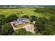Breathtaking aerial view of an estate with a circular driveway and perfectly manicured grounds at 81 Prestwick Dr., Pawleys Island, SC 29585