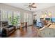 Bright home office with hardwood floors, plantation shutters and ceiling fan at 89 Cameron Ct., Pawleys Island, SC 29585