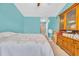 Tranquil bedroom showcases a bed, ample storage, and a calming blue wall color at 1001 Dinger Ct. # 1001, Myrtle Beach, SC 29588