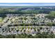 Scenic aerial view of a residential neighborhood with tree lined streets and a pond at 1077 Stoney Falls Blvd., Myrtle Beach, SC 29579