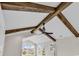 Vaulted ceiling with wood beams and modern ceiling fan at 1112 Whispering Winds Dr., Myrtle Beach, SC 29579