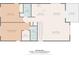 Floor plan with kitchen, dining area, living room, balcony, two baths and two bedrooms at 1415 Powhaton Dr., Myrtle Beach, SC 29577