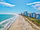 Panoramic view of sandy beach and resorts with blue ocean and sky in the background at 2504 N Ocean Blvd. # 1730, Myrtle Beach, SC 29577