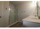 Bathroom featuring double sinks, granite countertops, and a modern glass shower at 2681 Ophelia Way, Myrtle Beach, SC 29577