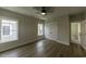 Bright bedroom with ceiling fan, hardwood floors and features closet with double doors at 287 West Palms Dr., Myrtle Beach, SC 29579
