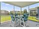 Screened patio has a table with four chairs and a view of the backyard at 4136 Alvina Way, Myrtle Beach, SC 29579