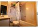 Bathroom featuring tub-shower combination with nautical themed decor at 423 Tree Top Ct. # 23-B, Myrtle Beach, SC 29588