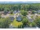 An aerial perspective reveals a spacious yard, mature trees, and proximity to a lush green space at 4329 Landing Rd., Little River, SC 29566