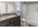 Bathroom with granite vanity, tile floors, and a shower/tub combo at 437 Shallow Cove Dr., Conway, SC 29527