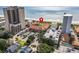 Aerial view of property with beach access; red pin indicates listing location at 5515 N Ocean Blvd. N # 206, Myrtle Beach, SC 29577