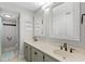 Bathroom with double sink vanity and neutral decor at 5515 N Ocean Blvd. N # 206, Myrtle Beach, SC 29577