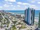 Wide aerial view of the Oceans One Resort and surrounding area in Myrtle Beach, SC at 107 S Ocean Blvd. # 503, Myrtle Beach, SC 29577
