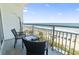 Scenic ocean views from the spacious balcony with seating, overlooking the beach and coastline at 107 S Ocean Blvd. # 503, Myrtle Beach, SC 29577