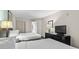 Hotel bedroom with two beds, a dresser, and a TV near a doorway leading to a balcony at 107 S Ocean Blvd. # 503, Myrtle Beach, SC 29577