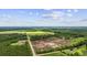 Wide aerial shot of a new home community with scattered homes surrounded by green fields and forests at 108 Forman Way, Aynor, SC 29511