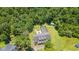 Aerial view showcasing the home's large lot, screened pool, shed, and surrounding greenery at 140 Pixie Dust Ct., Myrtle Beach, SC 29588