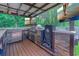 Outdoor kitchen featuring a grill, sink, and stainless steel cabinets and stone accents at 2479 Burning Tree Ln., Little River, SC 29566